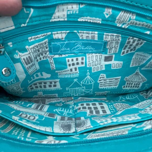 Vera Bradley Vintage Cest la Vie Crossbody Womens Turquoise Quilted Y2K Bag - Picture 8 of 10